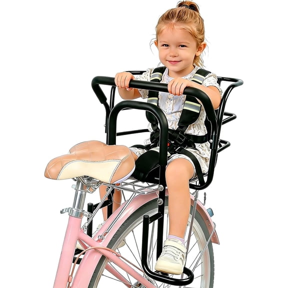 Rear Kids Bike Seat, Heavy Duty Back Mount Kid's Bike Seat for Aged 12 Month - 8 Years Old, Child Carrier Bike Chair for Bicycle Kids Seat, Foam Seat Belt with Reflective Strip