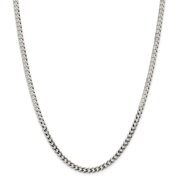 Sterling Silver 4.5mm Close Link Flat Curb Chain Necklace - 13.8 Grams - 24 Inch