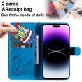 thumbnail image 2 of For iPhone 11 Luxury Wallet Case,Embossed Flower Cat[Hand Strap] Handmade Flip Folio Magnetic Closure Cover with [Kickstand Function] Credit Card Holder For iPhone 11, Blue, 2 of 8