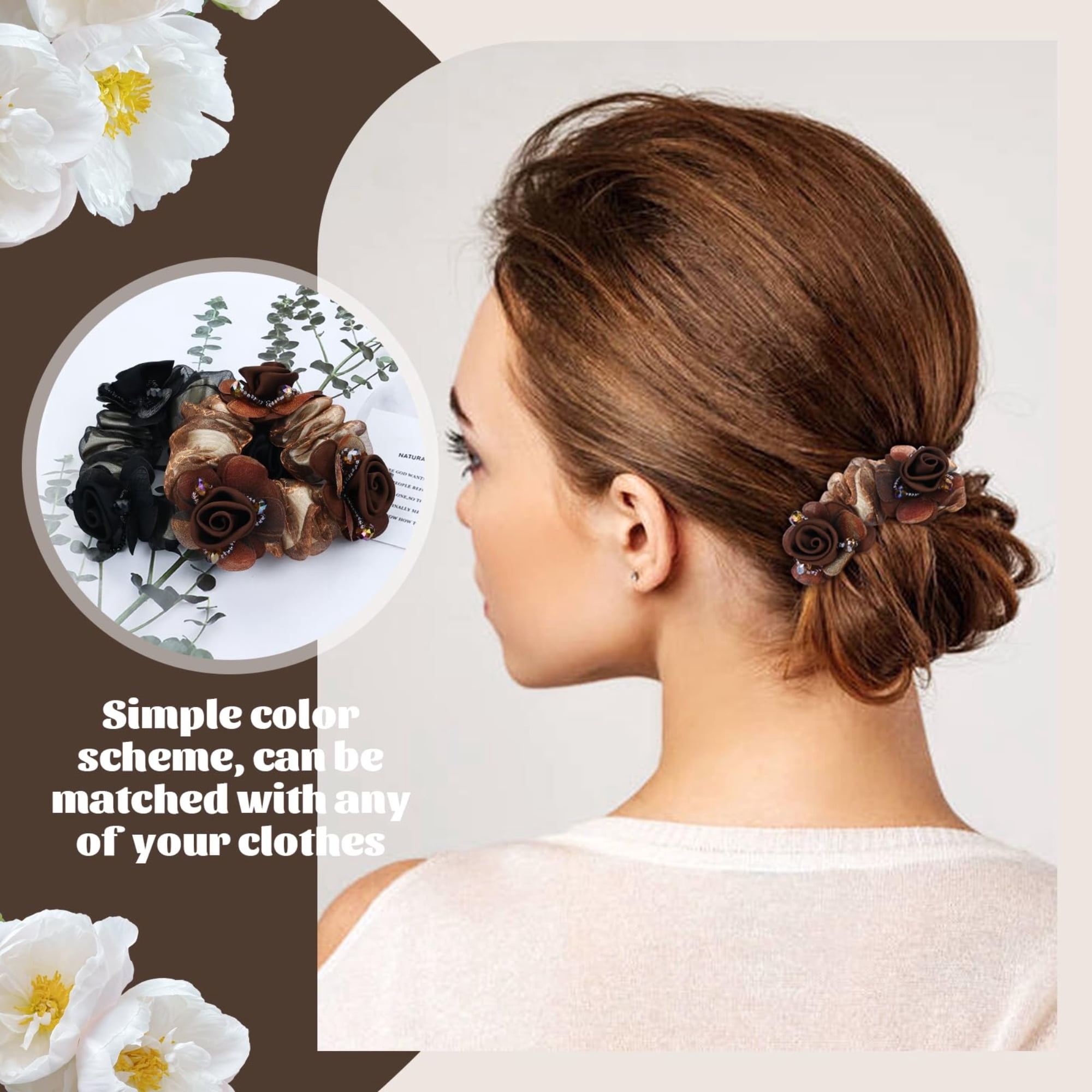7 Pcs Hair Scrunchies Mesh Elastics Hair Bands Scrunchy Hair Ties Ropes Scrunchie with 10pcs U-shaped Clip for Women Girls Hair Accessories