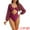 Dark Purple, variant on Women's 1 Piece Cut Out Ring Plunge Neck Shirred Bikini M Rosy Brown
