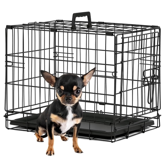 XF XINFENG Dog Crate 18" Foldable Metal Kennel with Single Doors Leakproof Tray Portable Dog Cage for Small Breeds Indoor & Outdoor Use,Black
