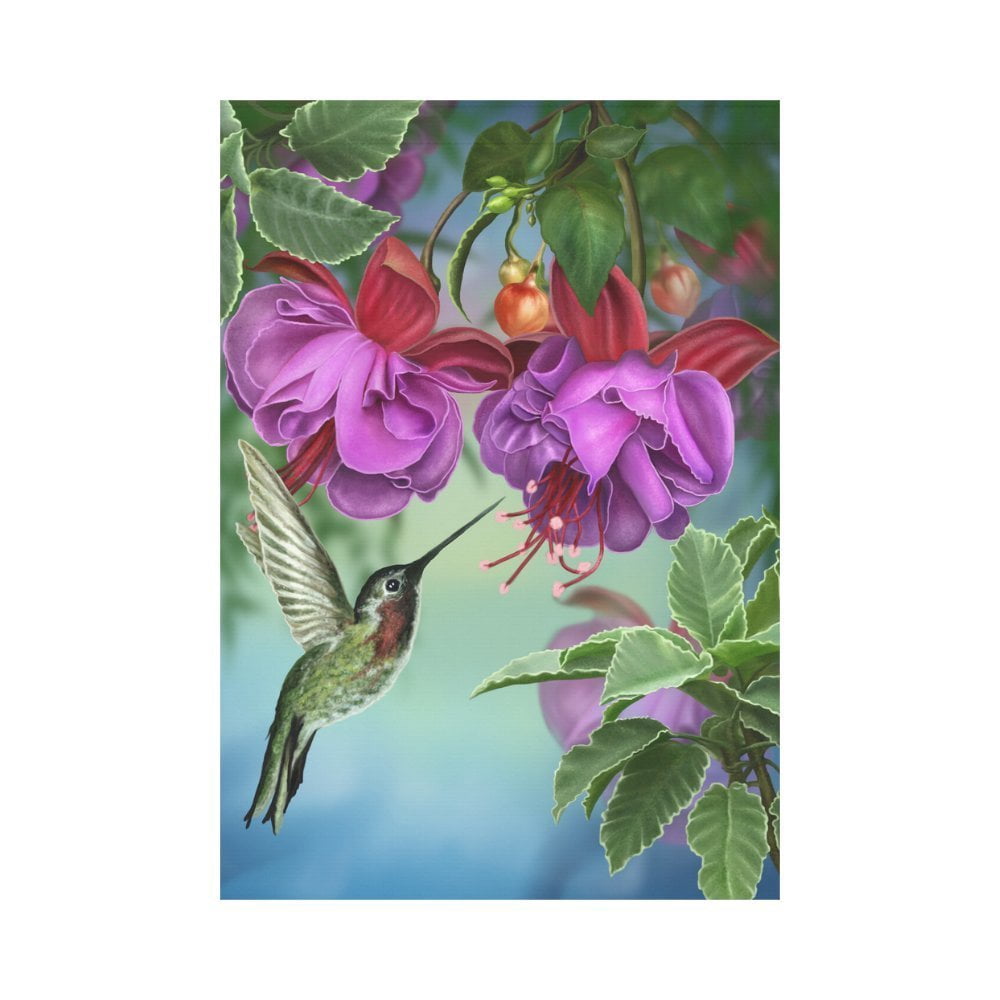 MYPOP Spring Hummingbird Long Garden Flag House Banner 28 x 40 inch ...