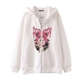 thumbnail image 3 of Estilo oscuro hip hop gótico Harajuku Y2K mariposa estampado de letras cremallera Sudadera con capucha Harajuku chaqueta sudadera, 3 of 5