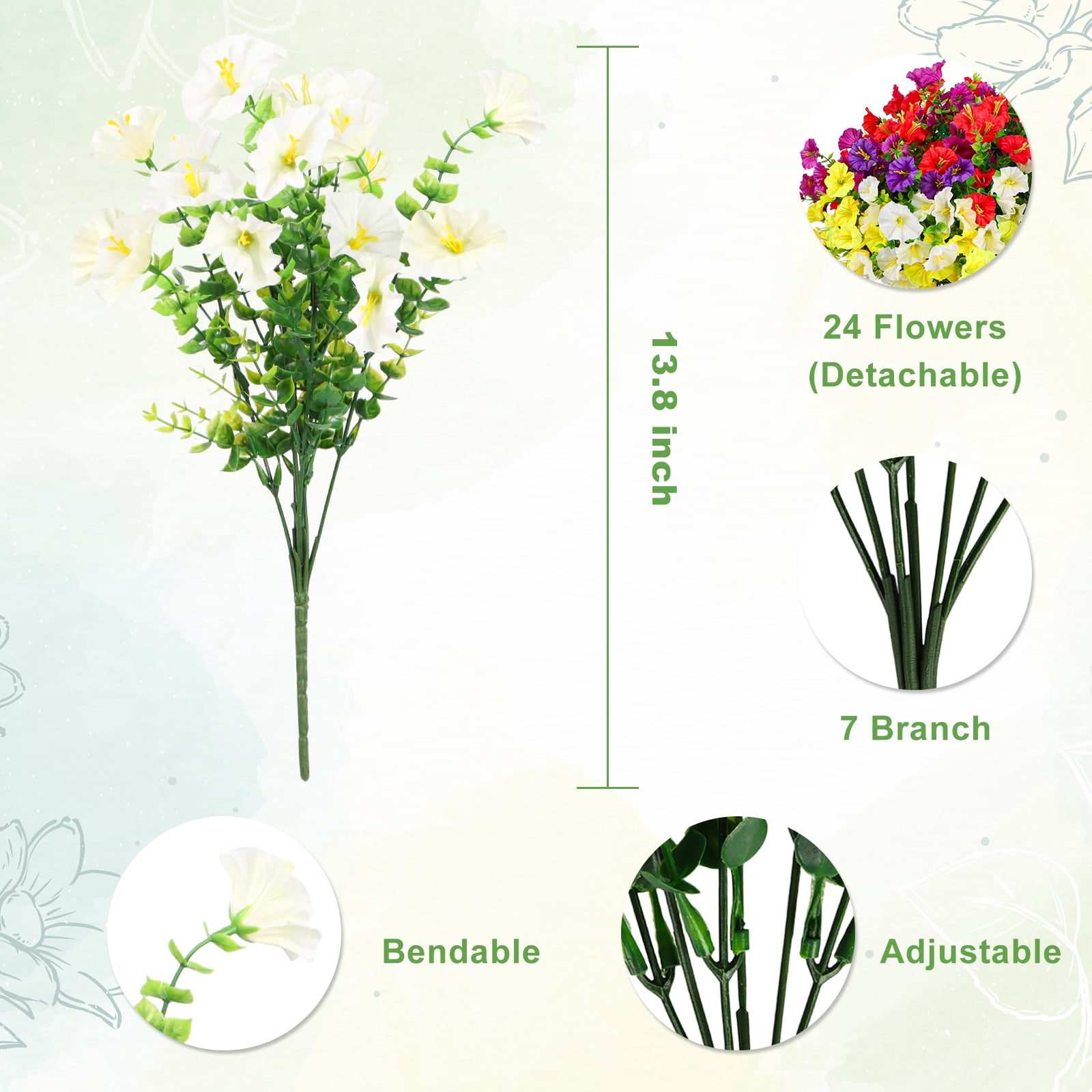 VKFVKF 24 Bundles Artificial Flowers for Outdoors