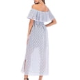 thumbnail image 5 of LNWUY Women Elegant Floral Lace Off Shoulder Dresses Ruffle Short Sleeve Boho Dress Evening Gown Party Cocktail Dress Blue XXL, 5 of 5