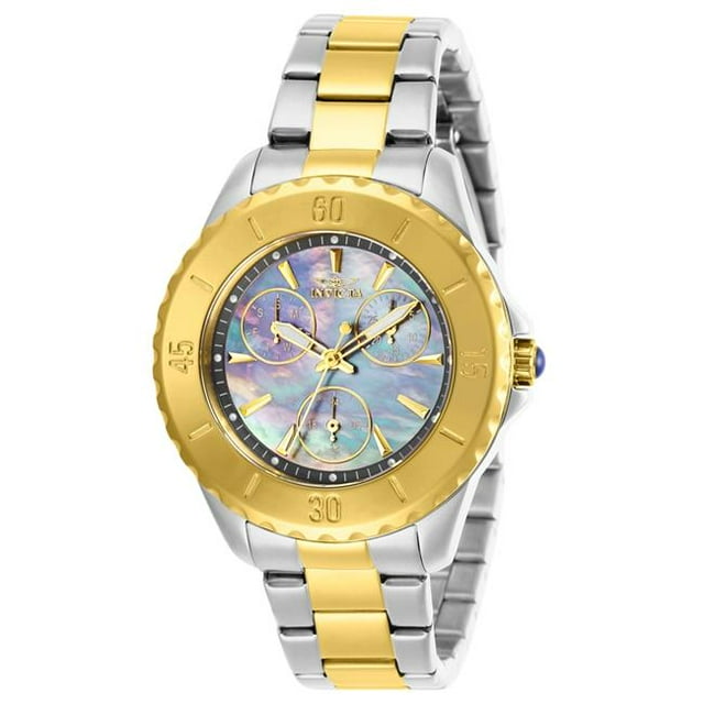 Invicta 29112 Womens Angel Quartz 3 Hand Gunmetal Dial Watch with Gold & Steel Tone