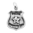 thumbnail image 1 of Sterling Silver 18" 1mm Box Chain Police Officer Badge Pendant Necklace, 1 of 2