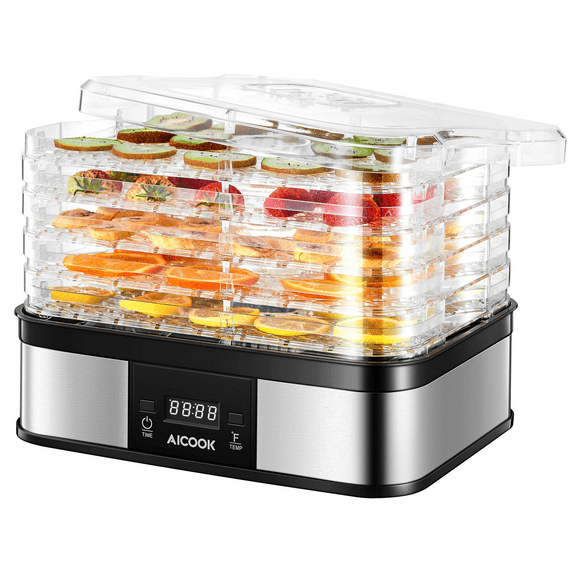 Food Dehydrator, Digital 48h Timer & Temperature Control, for Fruit, Meat, Dog Treats, Beef Jerky, Herbs, 5 BPA-free Trays