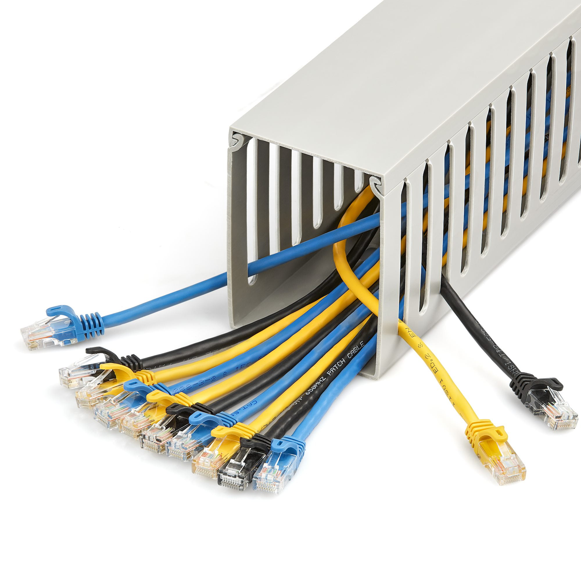 Startech.com Open Slot Cable Management Raceway With Cover, 3"(75mm)w X 3-7/8"(10cm)h, 6.5ft(2m) Length, 1/4"(8mm) Slots, Pvc Network Cord Hider/wall Wire Duct, Max 240 Cables, Ul Listed - Ul94 V0