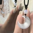 thumbnail image 4 of UNTERING Necklace Resin Moon Necklace Black/Colorless Moon Pendant Necklace Jewelry New Chinese Simple Clavicle Chain Women Men, 4 of 7