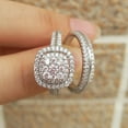 thumbnail image 3 of TAAPSEE JEWELS Bridal Wedding Ring Set 14K White Gold Plated White Round Cut Diamond, 3 of 4