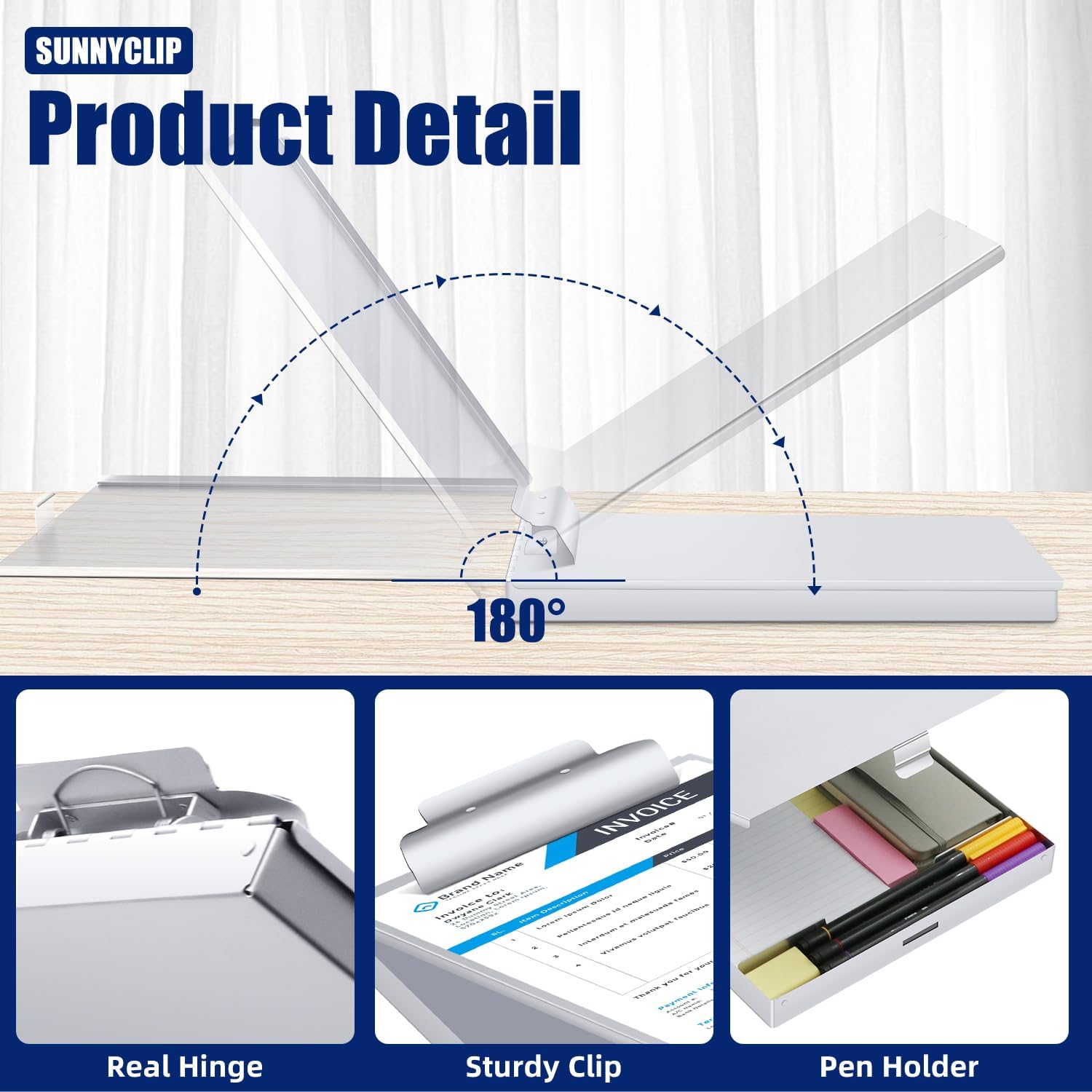 Sunnyclip Sealed Metal Clipboard - Waterproof Aluminum Storage for Letter/Legal Size, Holds 100 Sheets for Construction, Police, Office