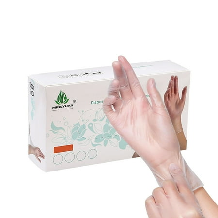 

XLILKEY Disposable Vinyl Gloves Latex Powder Clear Plastic Gloves for Cooking House Clean Food Prep (I One Size)