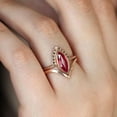 thumbnail image 3 of 2Pcs/Set Rhinestone Retro Couple Rings Alloy Red Prismatic Faux Crystal Finger Rings Charm Jewelry, 3 of 9