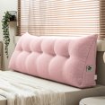 thumbnail image 2 of Lovote Triangular Headboard Pillow with Side Pockets - Teddy Velvet Fabric, Bed Rest Reading Pillow, Removable & Washable Cover, Daybed Wedge Pillow for Queen Beds, Pink, 2 of 6
