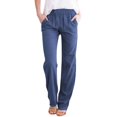 thumbnail image 2 of Qetyuw Causal Cotton Linen Pants for Women Lightweight Straight Leg Trousers with Pockets Drawstring Elastic Waist Palazzo Pants, 2 of 3