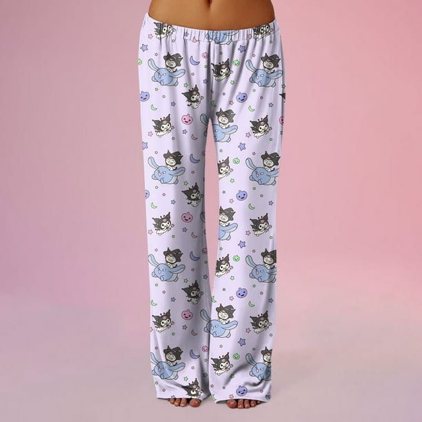 Anime Pajamas for Women Girls Cute Cartoon Cat Print Kawaii Casual Sleep Pajama Pants