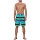 thumbnail image 2 of Pantalones cortos de playa de bloques de color con estampado de rayas de INSPIRE CHIC para hombres con cordón 34 Verde, 2 of 5