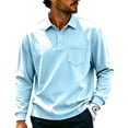 thumbnail image 4 of Breeze Polo Shirts for Men Long Sleeve Henley Button T Shirts Causal Loose Lightweight Breathable Tees, 2XL, 4 of 9