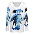 thumbnail image 4 of Shadow Milk Cookie Womens T Shirts V Neck Long Sleeve Tops Causal Loose Summer T-Shirts 4XL, 4 of 7