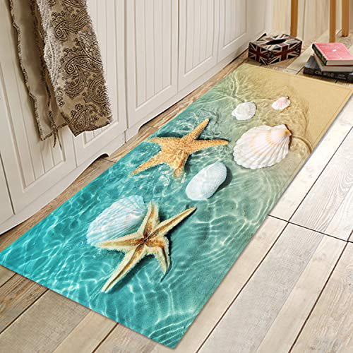 Art Marble Flannel Kitchen Yoga Bath Mat Non-Slip Modern Long Runner Rug Doormat 