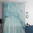 thumbnail image 5 of Turquoise Semi Sheer Curtains Drapes for Living Room, Bedroom, French Doors Window 45 Inches Long, Modern Marble Ink Painting Abstract Art Rod Pocket Chiffon Curtain Drapery Voile Draperies Panel, 5 of 6