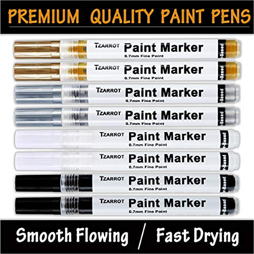 TFIVE Gold Paint Marker Paint Pens - 2 Pack Acrylic Permanent Marker, 2-3mm  Medium Tip, Paint Pen for Art Projects, Drawing, Rock Painting, Ceramic