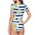thumbnail image 4 of Balery Daisy Striped Nautical Women's Short Sleevee Crew Neck Bodysuit Tops Short Sleeve Tops Basic-Small, 4 of 9