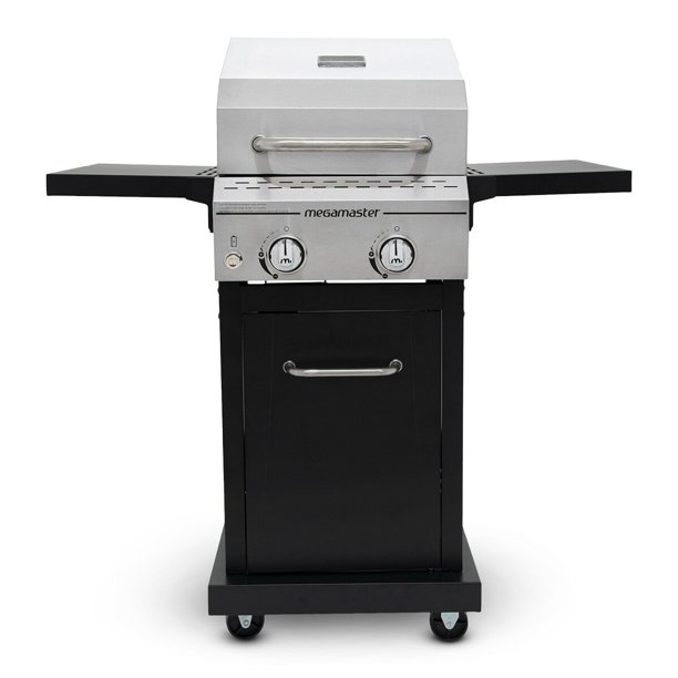 2Burner Propane Gas Grill with Side Shelf, Grate Material Cast Iron