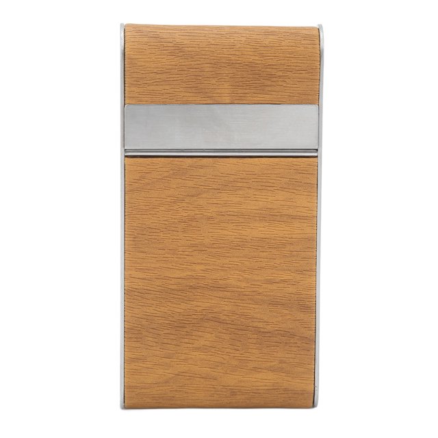 Caja de cigarrillos de acero inoxidable con soporte para cigarros de grano de madera de 20 piezas para viajes, viajes de negocios, regalos para novios