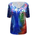 thumbnail image 4 of SMihono Hauts pour Femmes Été Décontracté Mode Féminine T-shirt Imprimé Manches Courtes Blouse Col Rond Hauts Décontractés T-shirt Oversize pour Femmes 2023, 4 of 4