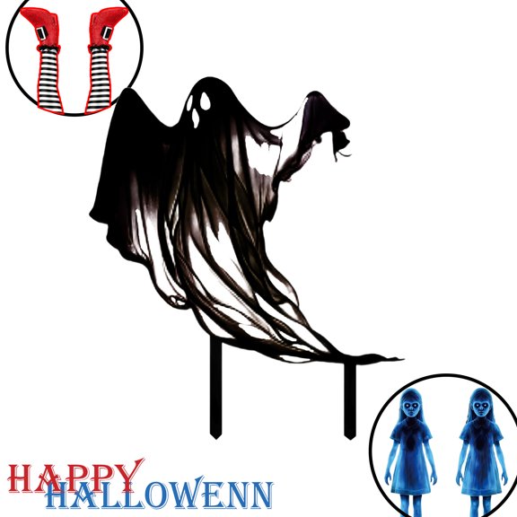 PoyoKee Garden Stakes Halloween Decorations, Halloween Drifting Ghost Witch Ground Stakes, Yard Decorations Outdoor for Garden Courtyard Party Porch
