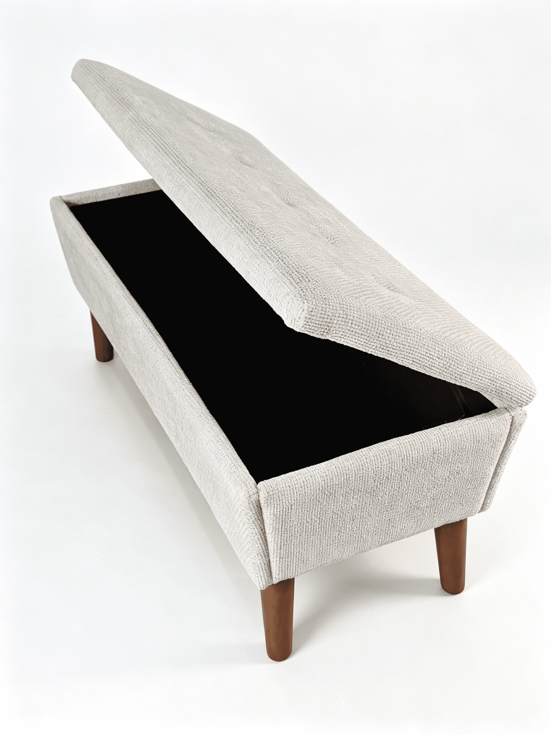 42" Rectangular Linen Ottoman Bench, Modern Low Footrest Stool with Solid Wood Tapered Legs, Multi-Use Entryway Shoe Bench & End of Bed Bench for Living Room/Bedroom