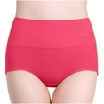thumbnail image 3 of Ohufall Cotton Briefs Underwear for Women Plus Size Comfort Solid Color High Waist Tummy Control Briefs Stretchy Full Coverage Panty, 3 of 7