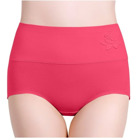 Clearance Ohufall Womens Underwear High Waist Cotton Soft Seamless Briefs Ladies Panties Plus Size Comfy Stretch Ladies Underwear