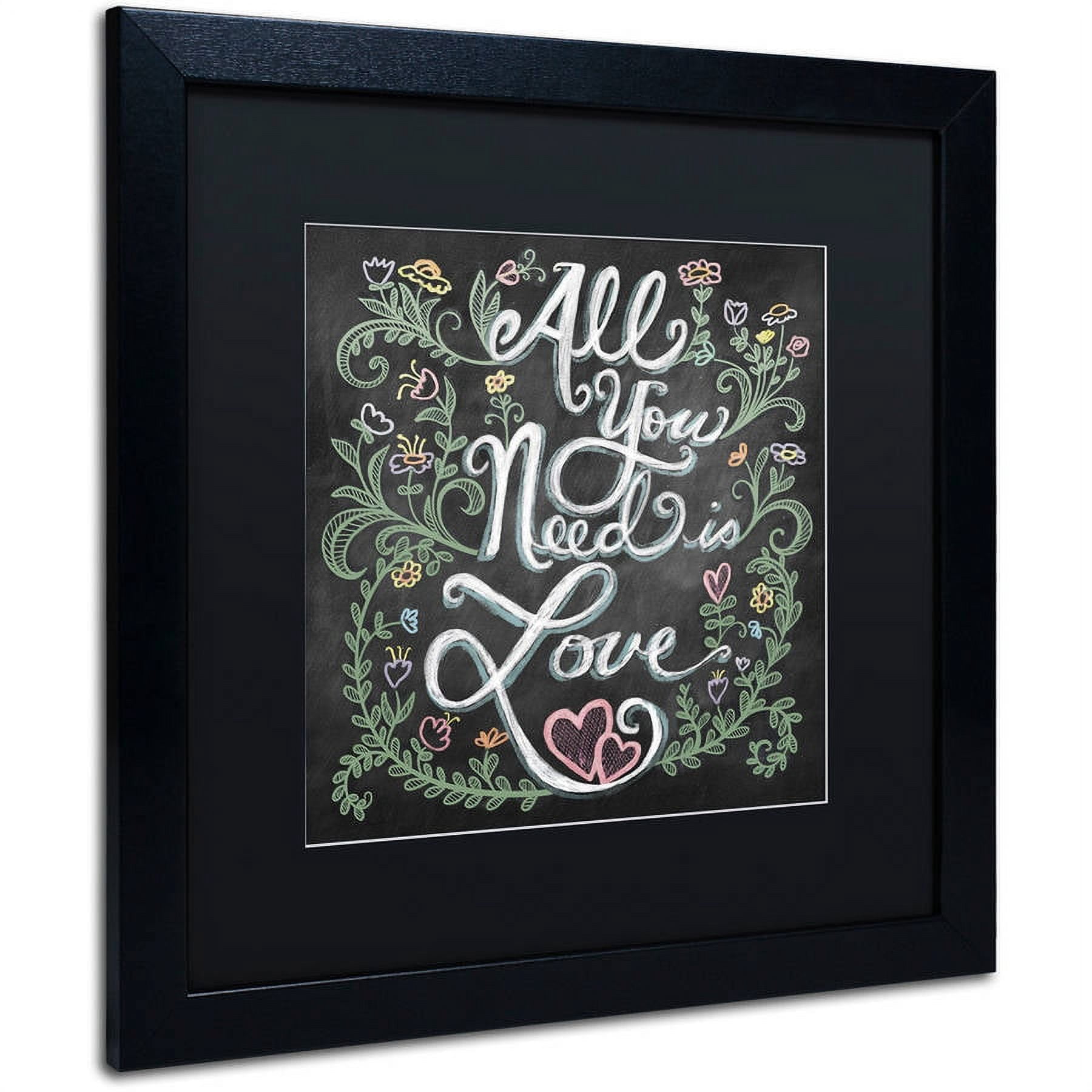Trademark Fine Art "All You Need is Love" Canvas Art by Elizabeth Caldwell, Black Matte, Black Frame