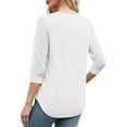 thumbnail image 6 of bnaln Women Tops Summer T Shirts 3/4 Sleeve Shirts Solid Color V-Neck Lace Tops Business Casual Dressy Blouses Spring Tunic Tops Loose Fit Pullover Trendy Shirts Fashion Outfits, 6 of 9