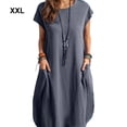 thumbnail image 4 of fastboy Polyester Femmes Robe de Remplacement Sans Manches Occasionnel Été Respirant Col Rond Double Poche Robes de Filles à la Mode Gris 2XL, 4 of 5