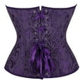 thumbnail image 4 of VISALY Corset Tops for Women Flower Printed Stain Push Up Bodysuit Waist Training Overbust Bustier Corset Boby Shapers Dark Purple S, 4 of 7