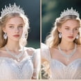 thumbnail image 3 of Tiaras Crowns for Women Earrings Necklace Crystal Bridal Jewelry Set Wedding, Birthday, Quinceañera,Thanksgiving, 3 of 12
