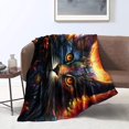 thumbnail image 1 of Fleece Blanket,Bizarre Colorful Cat,Velvet Plush Fleece Blanket,For Sofa, 1 of 8