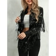 thumbnail image 6 of Suagox Women's Sequin Party Jackets Sparkly Long Sleeve Open Front Tassel Jackets Blazers Clubwear, 6 of 9