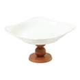 thumbnail image 1 of Frutero con base Bandeja decorativa Cesta de pedestal de madera de cerámica Plato para servir marrón, 1 of 8