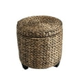 thumbnail image 5 of happimess Addie 17.72" Modern Coastal Hand-Woven Water Hyacinth Storage Ottoman with Lid, Brown Wash, SSL1002B, 5 of 6