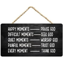 Zomyto Christian Sign,Trust God,Praise God,Every Moment,Thank God Rustic Wooden Hanging Sign 12X6 In Door Hanging Plaques