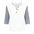 thumbnail image 6 of ABSUYY Womens Gray Color Block Raglan Tee 3/4 Sleeve Henley Top Casual Baseball Shirt,Size 2XL, 6 of 6