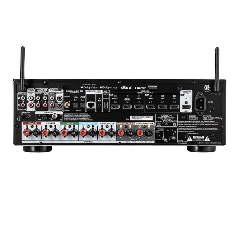 Restored Denon AVR-X1800H 7.2 Channel AV Receiver - 80W/Channel