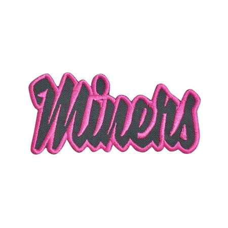 Miners - Charoal Gray/Neon Pink - Team Mascot - Words/Names - Iron on Applique/Embroidered Patch