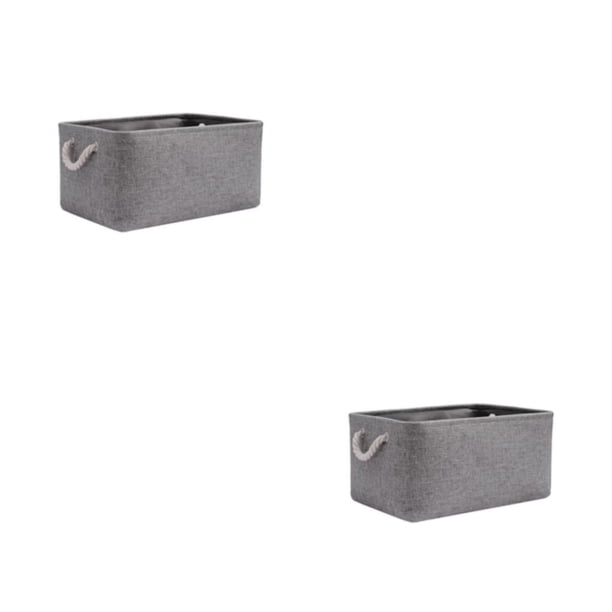 Wosthever Caja de almacenamiento plegable con asas de cuerda - Contenedor de almacenamiento de aplicación amplia conveniente y versátil de gris (31*21*13) 2Conjunto